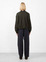 Cotton Cashmere Knit Cardigan Dark Moss by Cordera at Couverture and The Garbstore rear profile 