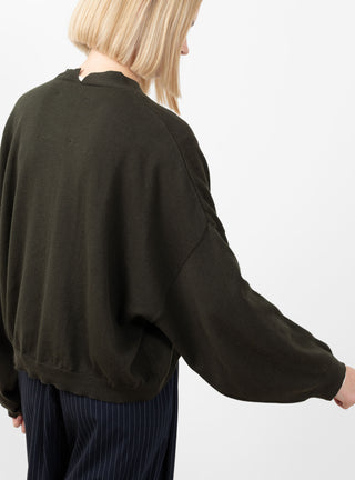 Cotton Cashmere Knit Cardigan Dark Moss by Cordera at Couverture and The Garbstore detail shot 