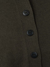 Cotton Cashmere Knit Cardigan Dark Moss by Cordera at Couverture and The Garbstore close up 