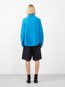 Mohair & Baby Alpaca Polo Jacket Ceruleo by Cordera at Couverture and The Garbstore rear shot 