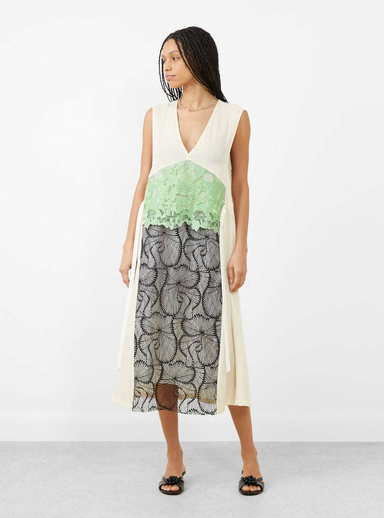 Acetate Twill Lace Dress, Off White by Toga at Couverture & The Garbstore Front View