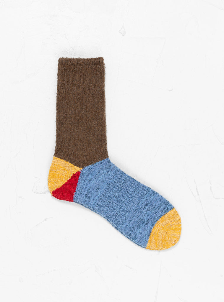 Heel Switching Dralon Wool Socks Brown by Mauna Kea at Couverture and The Garbstore 