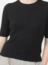 Mid-Sleeve Ribbed Fine Knit, Black by 7115 at Couverture & The Garbstore
Close-up