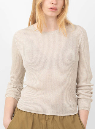 Long Sleeve Ribbed Fine Knit, Sand Beige by 7115 at Couverture & The Garbstore
Close-up