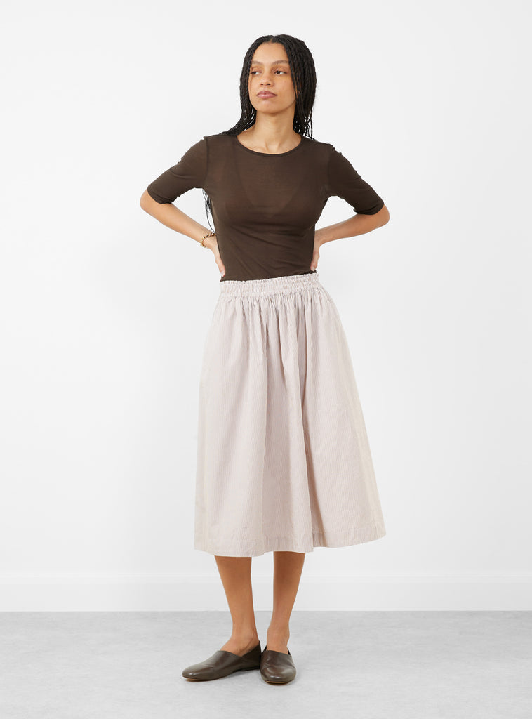 Ginny Skirt Warm Beige and White Stripe by Skall Studio at Couverture & The Garbstore
Front View 