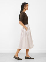 Ginny Skirt Warm Beige and White Stripe by Skall Studio at Couverture & The Garbstore
Side View 