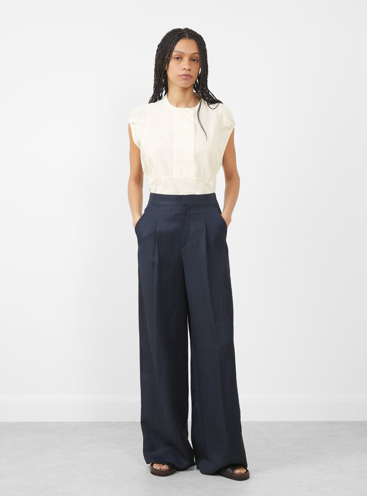 Bristol Trousers in Navy by Soeur at Couverture & The Garbstore 
Model Front View