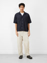 Open Collar S/S Shirt Navy by nanamica at Couverture & The Garbstore 
Model Front