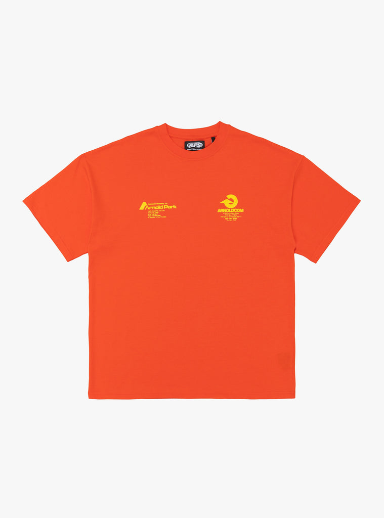 Computer Corporation Logo T-Shirt Blaze Orange by Arnold Park Studios at Couverture & The Garbstore Front View