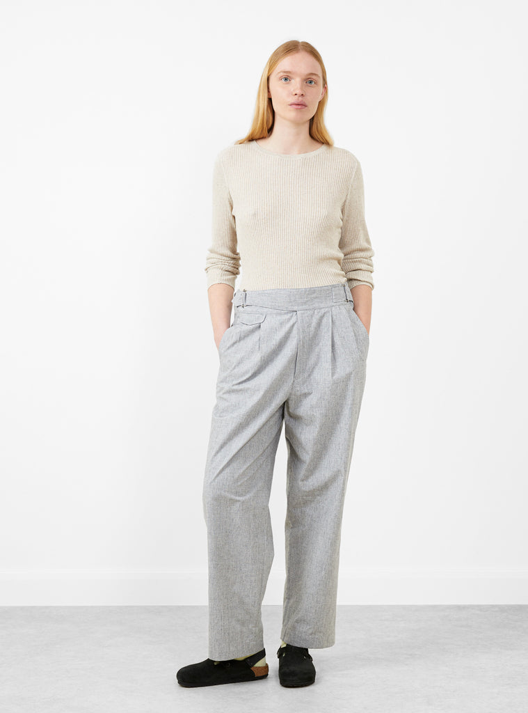 Cotton Buff Cloth Gurkha Pants Light Grey by nanamica at Couverture & The Garbstrore
Front View