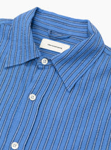 mfpen Vacation Shirt Business Stripe Blue at Couverture and The Garbstore - Collar View