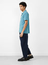 Malick Shirt Lyocell Blue/Green by YMC at Couverture & The Garbstore Model Side