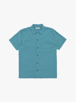 Malick Shirt Lyocell Blue/Green by YMC at Couverture & The Garbstore Front