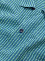 Malick Shirt Lyocell Blue/Green by YMC at Couverture & The Garbstore Close Up