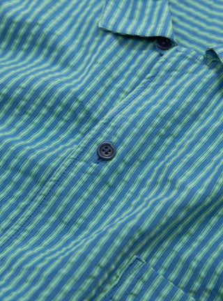 Malick Shirt Lyocell Blue/Green by YMC at Couverture & The Garbstore Close Up