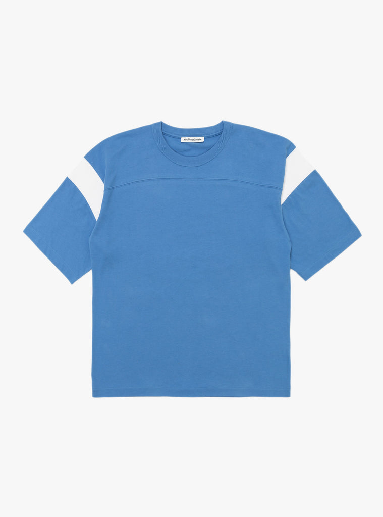 Skate T-Shirt Organic Cotton Blue/White from YMC at Couverture & The Garbstore
Front View