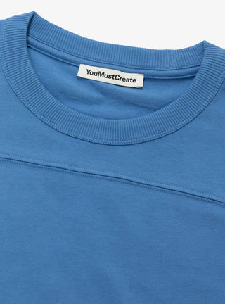 Skate T-Shirt Organic Cotton Blue/White from YMC at Couverture & The Garbstore
Close-up