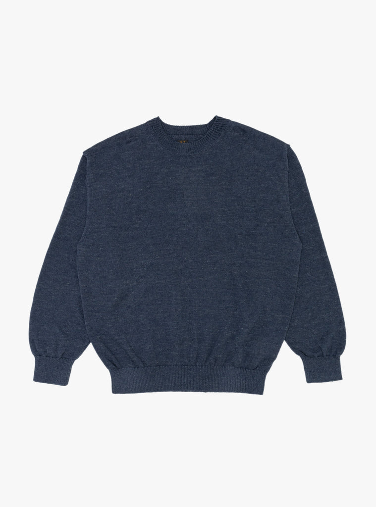 Washed Linen Crewneck Navy by BATONER at Couverture & The Garbstore
Front View