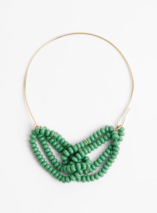 Gold Plated Brass Choker with Glass Beads Green from Helena Rohner at Couverture & The Garbstore
Front View