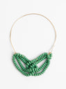 Gold Plated Brass Choker with Glass Beads Green from Helena Rohner at Couverture & The Garbstore
Front View