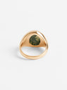 Small Round Stone Signet Ring Gold Plated Moss Agate from Helena Rohner at Couverture & The Garbstore 
Back View