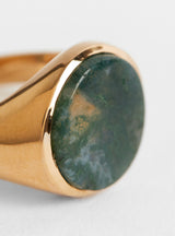 Small Round Stone Signet Ring Gold Plated Moss Agate from Helena Rohner at Couverture & The Garbstore 
Close-up