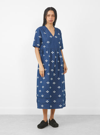 Detta Dress Embroidered Indigo by Sideline at Couverture & The Garbstore
Front View