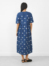 Detta Dress Embroidered Indigo by Sideline at Couverture & The Garbstore
Back View