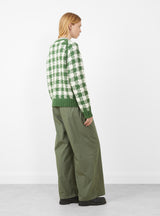 Atomic Cardigan in Green and Ecru by YMC at Couverture & The Garbstore
Model Back View