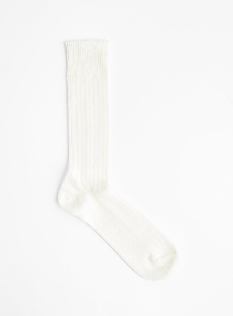 Linen Cotton Socks Off White by ROTOTO at Couverture & The Garbstore
Front View