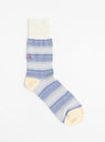 Horizontal Stripe Socks Light Blue by ROTOTO at Couverture & The Garbstore
Front View