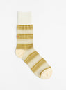 Horizontal Stripe Socks Light Olive by ROTOTO at Couverture & The Garbstore
Front View