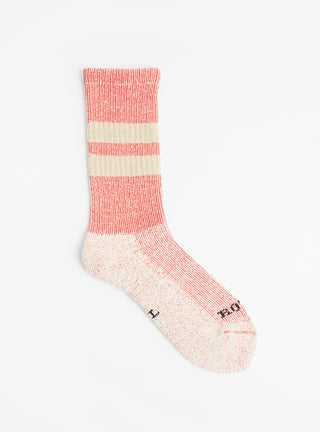 Pile Stripe Marl Socks Red & Beige by Rototo at Couverture & The Garbstore