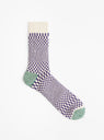 Warped Checker Socks Blueberry by ROTOTO at Couverture & The Garbstore
Front View