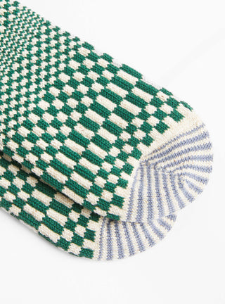 Warped Checker Socks Green by ROTOTO at Couverture & The Garbstore 
Close-up