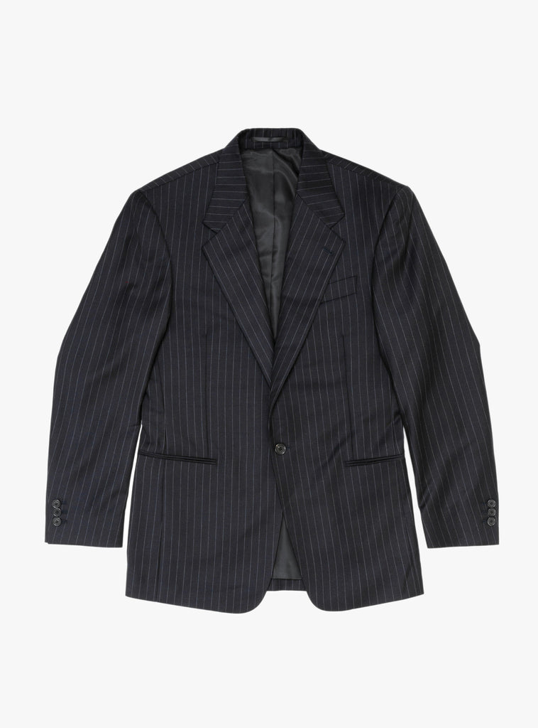 Single Breasted Blazer Navy Pinstripe by Carter Young at Couverture & The Garbstore
Front View