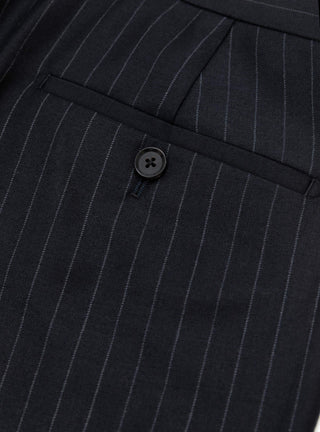 Flat Front Trouser Navy Pinstripe by Carter Young at Couverture & The Garbstore
Detail