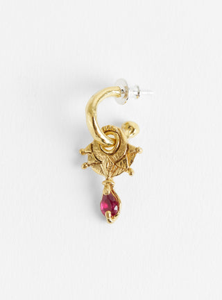 The Pierrot Tomb Charm Hoop Ruby by Ruby Jack at Couverture & The Garbstore