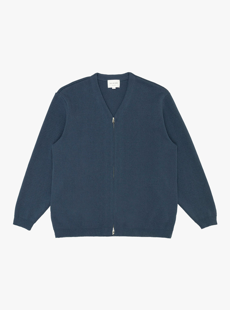 Paper Mixed Zip Up Cardigan Slate Blue by Still by Hand at Couverture & The Garbstore 
Front 