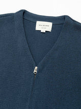 Paper Mixed Zip Up Cardigan Slate Blue by Still by Hand at Couverture & The Garbstore 
Close-up