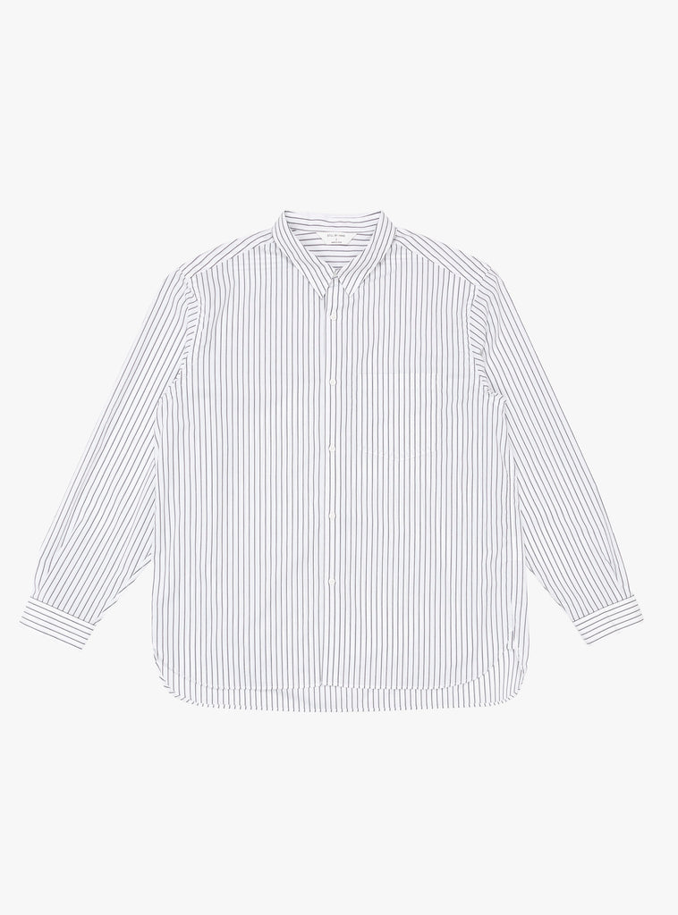 Regular Collar Shirt White Stripe by Still by Hand at Couverture & The Garbstore
Front View