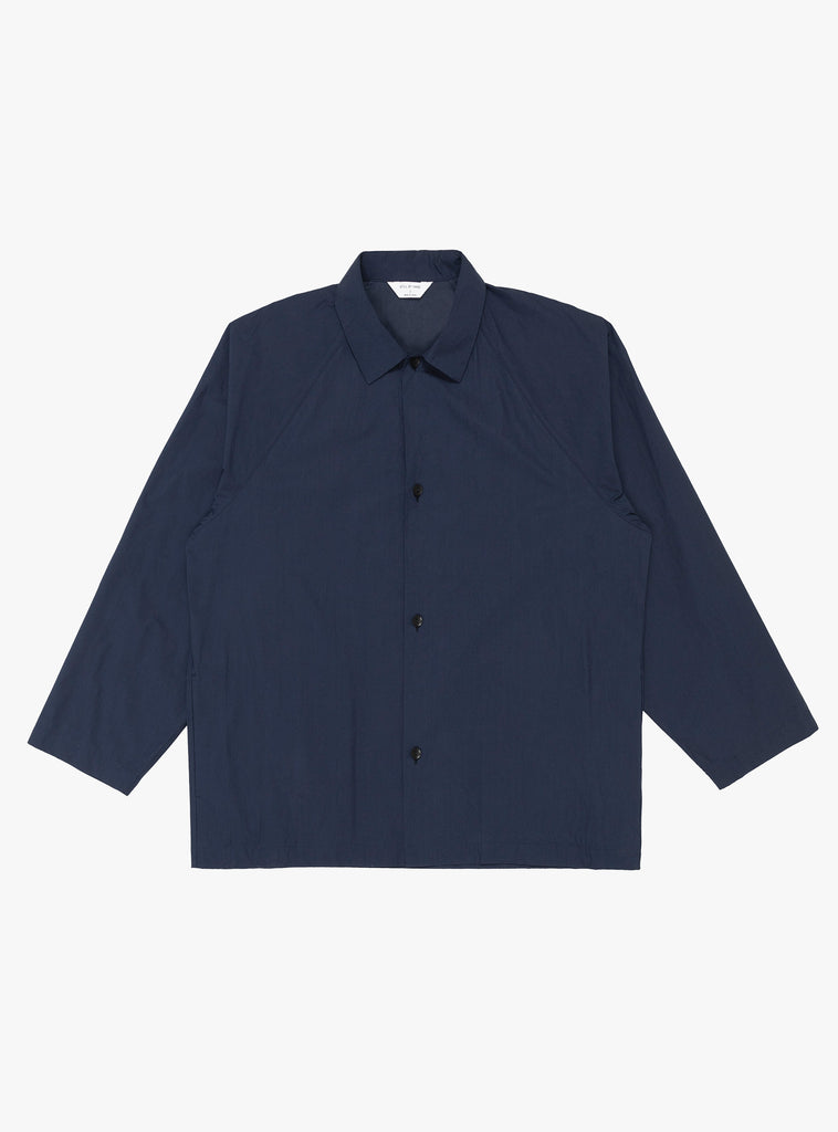 Silicone Coated Shirt Jacket Deep Blue by Still by Hand at Couverture & The Garbstore 
Front