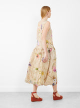 Luna Pleated Dress Pagel Gold by Julia Heuer at Couverture & The Garbstore
Back View