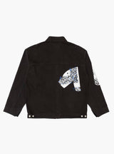 Sign Print Work Jacket Black by NÒMARYTHM TEXTILE at Couverture & The Garbstore 
Back