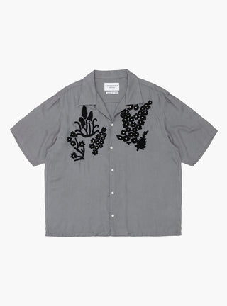 Flower Hand Embroidery Shirt Gray by NÒMARYTHM TEXTILE at Couverture & The Garbstore 
Front