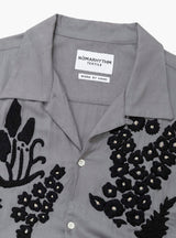 Flower Hand Embroidery Shirt Gray by NÒMARYTHM TEXTILE at Couverture & The Garbstore 
Close-up