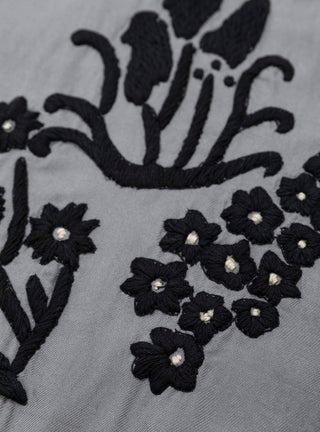 Flower Hand Embroidery Shirt Gray by NÒMARYTHM TEXTILE at Couverture & The Garbstore 
Close up 2