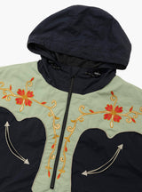 Nylon Taffeta 2TONES Tennessee Cactus Flower Parka Black and Mint by Kapital at Couverture & The Garbstore 
Close-up