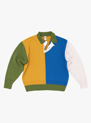 Block Polo Sweater Amber & Blue by TDR at Couverture and The Garbstore 