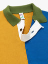 Block Polo Sweater Amber & Blue by TDR at Couverture and The Garbstore close up